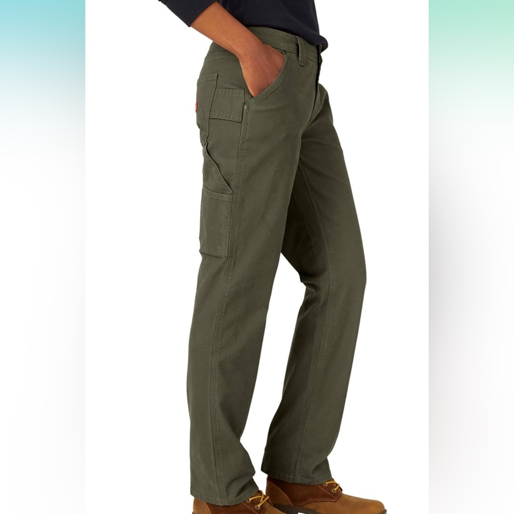 Dickies Women's Relaxed Straight Carpenter Duck Pant - Moss Green - Picture 5 of 6